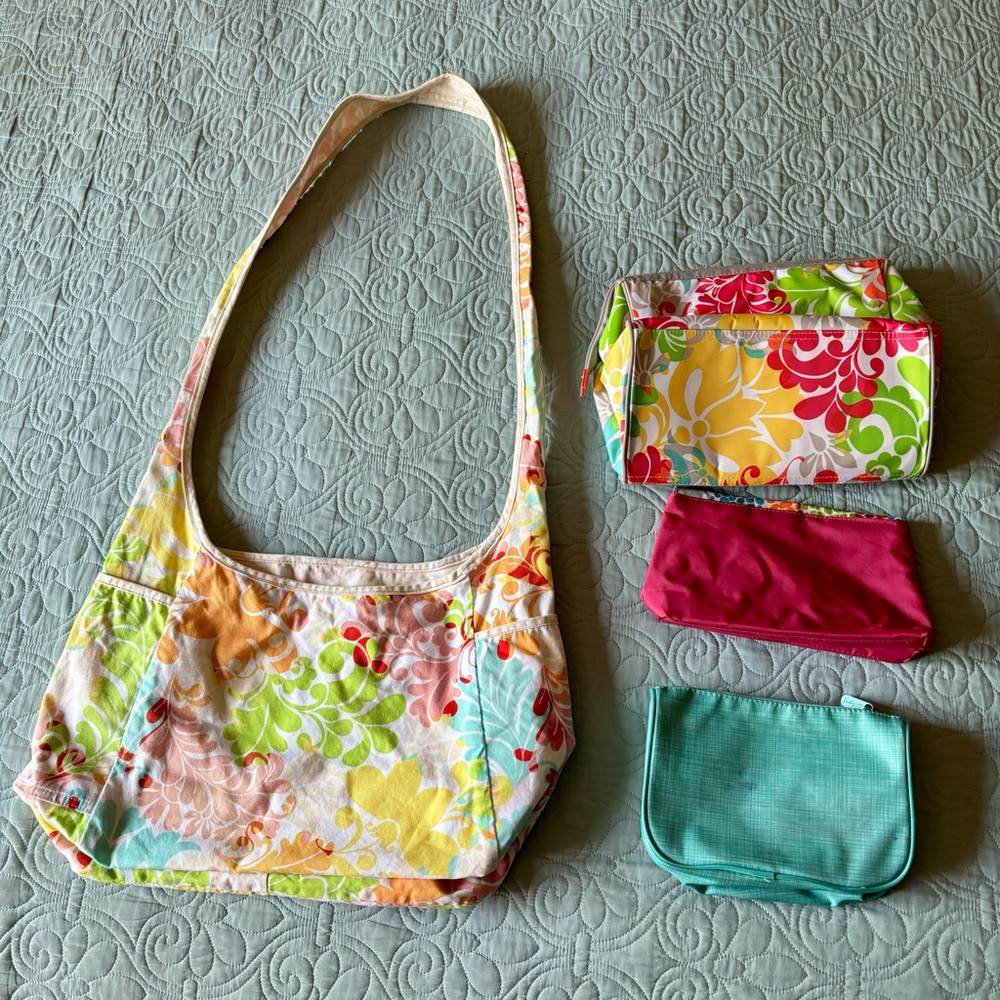 Thirty One Rainbow Floral Bag Set - Picture 2 of 12